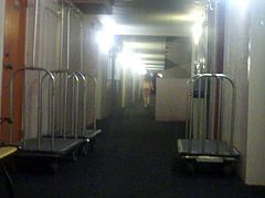 Naked hotel hallway