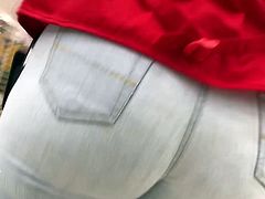Tight Jeans Can't Hide Mature PAWG Jiggly Ass