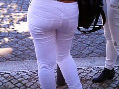 Candid Booty in white Jeans
