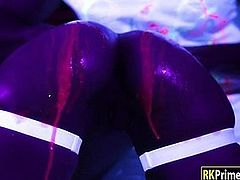 Babe stripped with blacklight and fucked