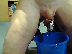 Slavemaid pissing in a bucket