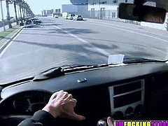 Rossella Visconti gets fuck in her truck by dudes big cock