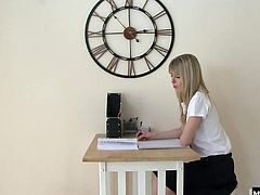 She doesnt even bother going to her bedroom to jack him off and swallow his load, because theyve already done so much in the sunlit kitchen, they might as well finish there.