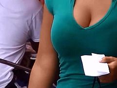 Candid Boobs: Slim Busty Hispanic Woman 3