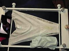 Wanking into Suzy's knickers.