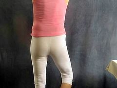 Sissy in tight leggings has a fem ass.