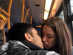 Horny Couple Kissing on the Bus