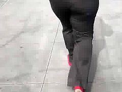 Big booty MILF in grey dress pants vpl 1