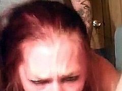 Redhead Slut Fucked by BF and Friend