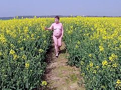 Flatchested Mature Naked Outdoor Country Stroll