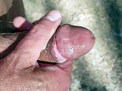 Cumming in the Woods- Lubed up and ready to shoot.