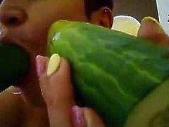 Hungarian Mature suck Two bananas and cucmbers.Orsolya Kubik