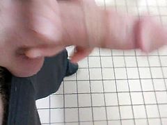 Jerking my cock in the bathroom
