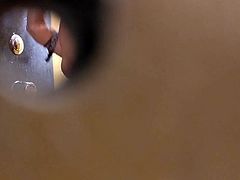 Peephole voyeur in French camping Shower