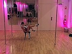 Teen schoolgirl pole dancing