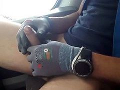 Huge cumshot in my gloves