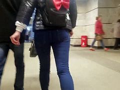 Nice blonde with small ass in the subway