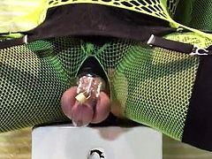 sissy bitch fucked with toys splits ass-hole cock chastity