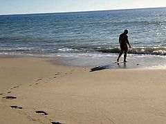 Beach Walk in tiny bikini