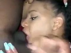 teen sucks a BBC and gets facial in the car