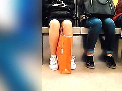 Girl's sexy legs in metro 11