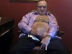 Suited dad wank and cum on cam