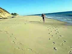 Slow Motion bikini beach running