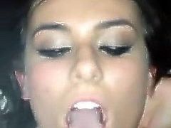 brunette asks for cum and gets a facial