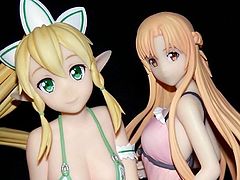 Leafa and Asuna figures bukkake by FL 75
