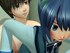 3d anime babe sucking cock gets jizzed on her tits