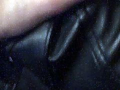 Fucking and cumiing on leather pants doll