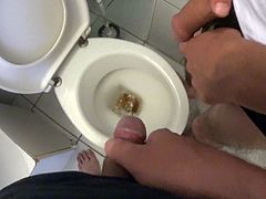 Pissing in the toilet together with my best friend