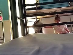 teen girl roommate changing in front of me at hostel