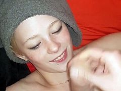 French girl blonde cum in face