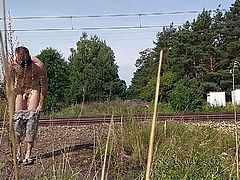 Train flashing while naked and exposed