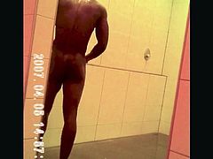 Awesome black guys caught in gym showers