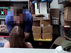 Slender redhead shoplifting teen got fucked for freedom
