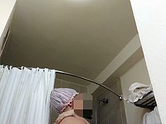 Wife after a shower, hidden cam