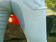 Outdoor Pissing Fun In Jeans
