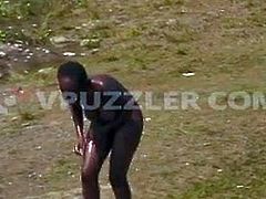 Zulu Girls Bathing in Pond.