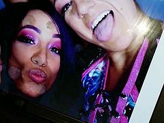 WWE Bayley, Sasha Banks, Trish Stratus Cum tribute