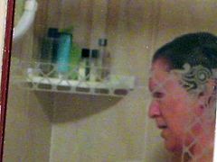 Mature British housewife in the shower