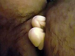 Double ended dildo in my sluts arse.... pops out