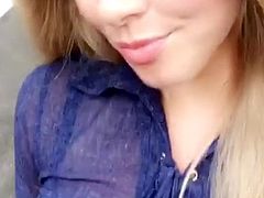 Chubby blonde shaking boobs