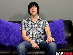 Interviewed emo twink plays with his rock solid dick solo