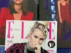 Cumshot all over Elle and Grazia