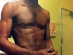 Black Man Showing off Dick in Restroom 002