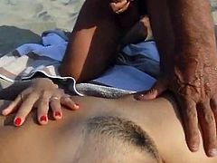 his wifes hobby sucking and wanking cocks on the beach