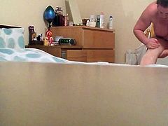 Wife creams herself after shower
