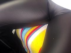 Leather pants in car